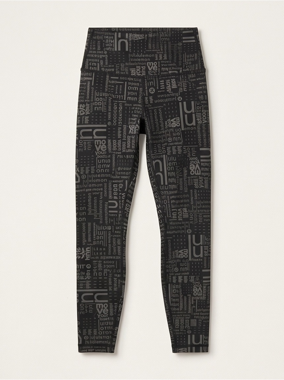 lululemon black and light-gray Allover Logo Print Leggings